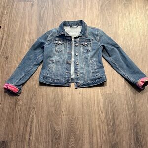 Blue Denim Jacket with Pink Accents